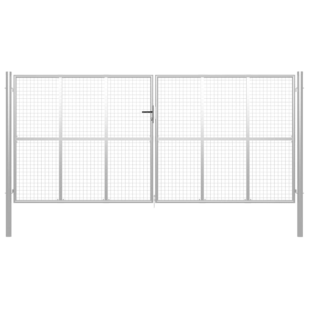 Garden Gate Galvanised Steel 400x175 cm Silver