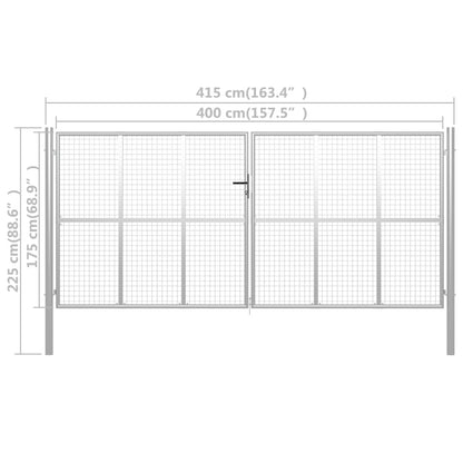 Garden Gate Galvanised Steel 400x175 cm Silver