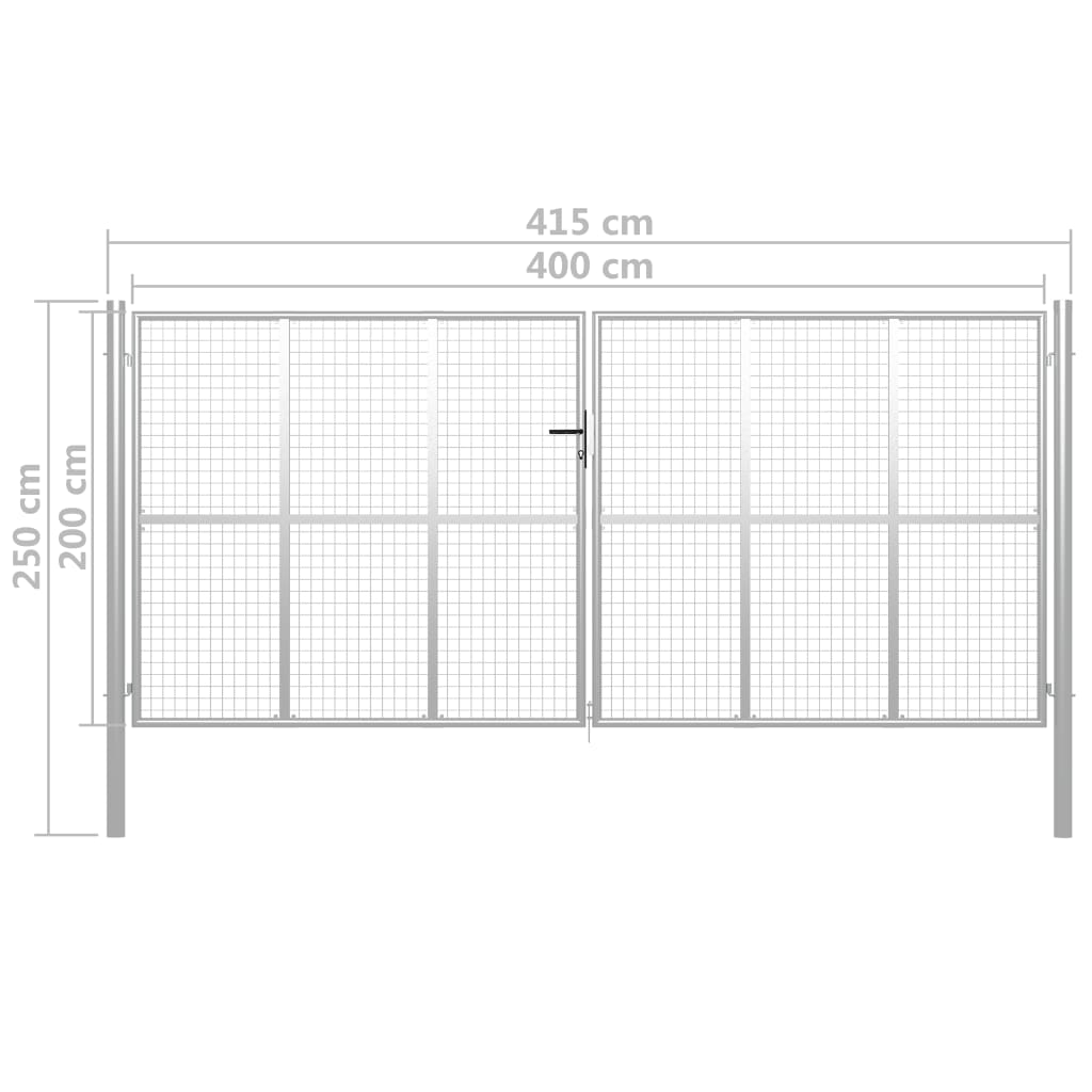 Garden Gate Galvanised Steel 400x200 cm Silver