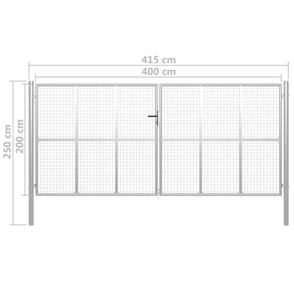 Garden Gate Galvanised Steel 400x200 cm Silver