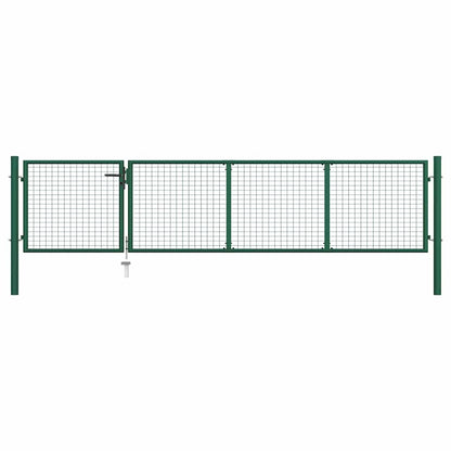 144304 vidaXL Garden Gate Steel 350x75 cm Green