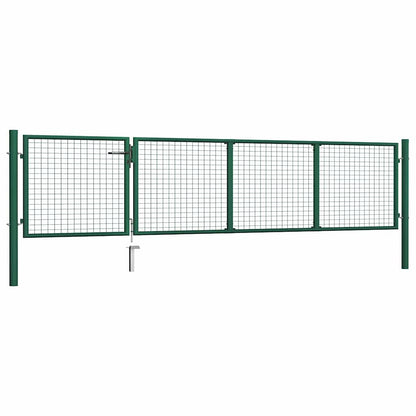 144304 vidaXL Garden Gate Steel 350x75 cm Green