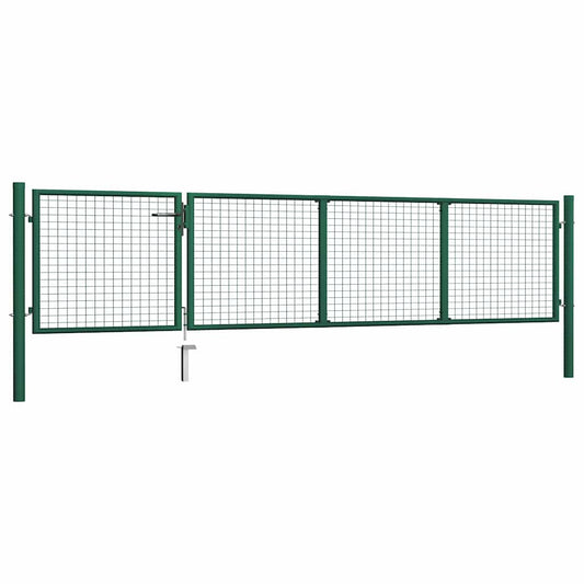 144304 vidaXL Garden Gate Steel 350x75 cm Green