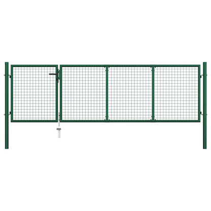 144305 vidaXL Garden Gate Steel 350x100 cm Green