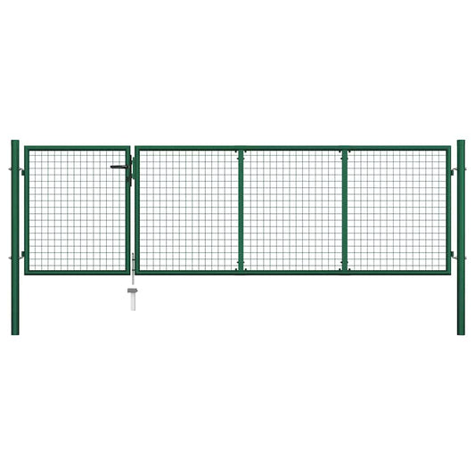 144305 vidaXL Garden Gate Steel 350x100 cm Green