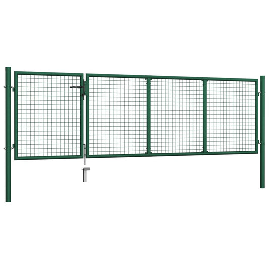 Garden Gate Steel 350x100 cm Green