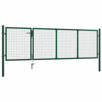 144305 vidaXL Garden Gate Steel 350x100 cm Green
