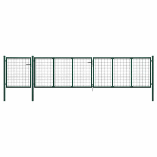 144317 vidaXL Garden Gate Steel 500x100 cm Green