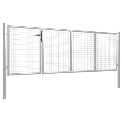 Garden Gate Steel 350x100 cm Silver
