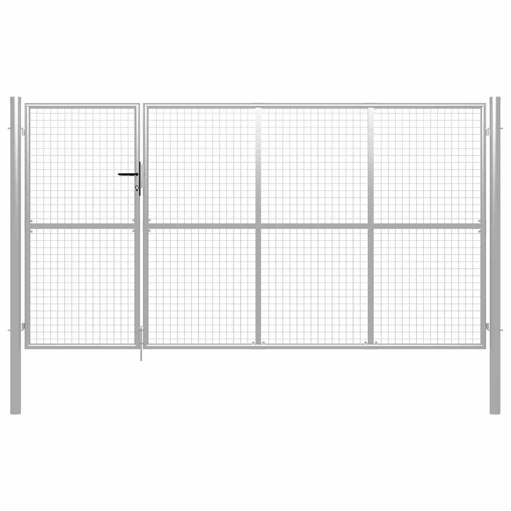 Garden Gate Steel 350x200 cm Silver