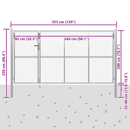 Garden Gate Steel 350x200 cm Silver