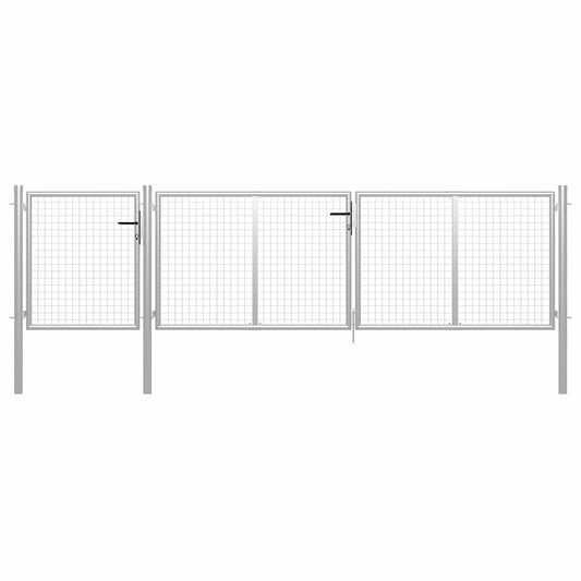 144347 vidaXL Garden Gate Steel 400x100 cm Silver