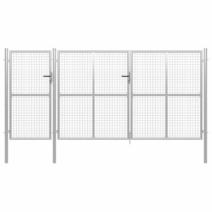 Garden Gate Steel 400x150 cm Silver