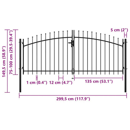 Double Door Fence Gate Woerden with Spear Top 299.5x149.5 cm