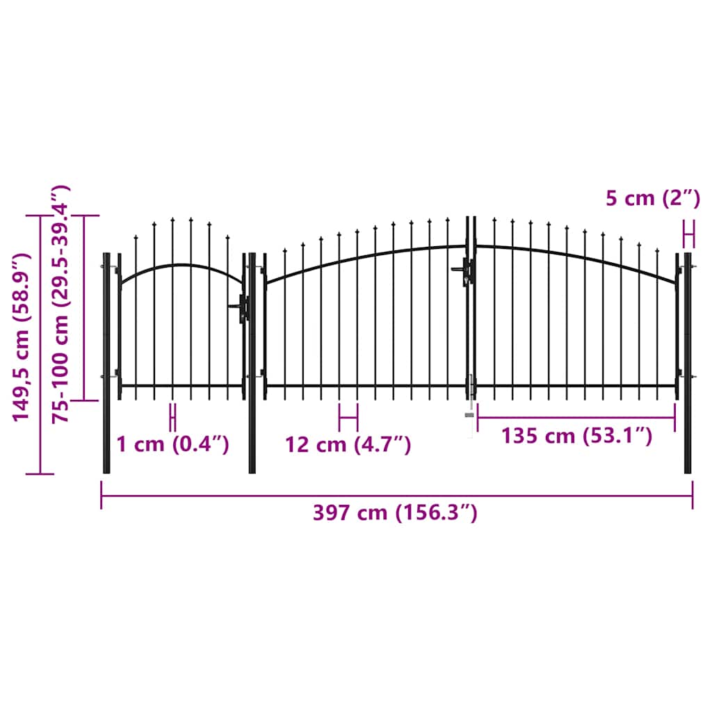 Garden Gate Woerden Steel 1x4 m Black