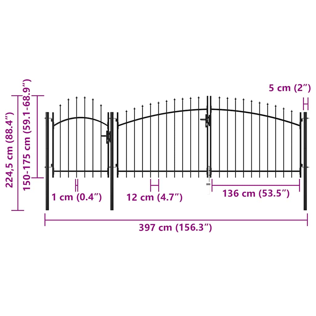 Garden Gate Woerden Steel 1.75x4 m Black