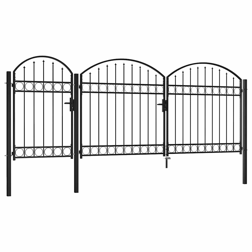 Garden Fence Gate with Arched Top ASSEN 200 x 400 cm Steel