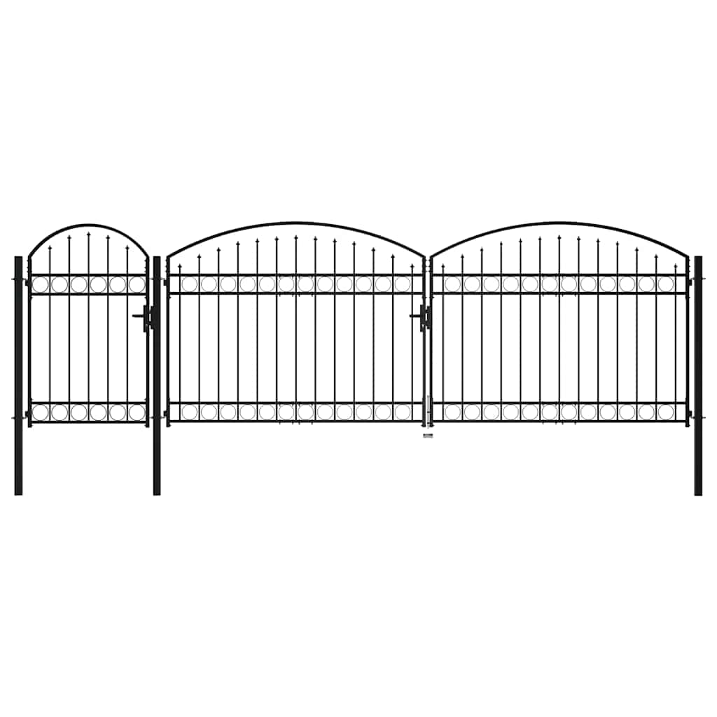 Garden Fence Gate "ASSEN" with Arched Top Steel 1,25x5 m Black