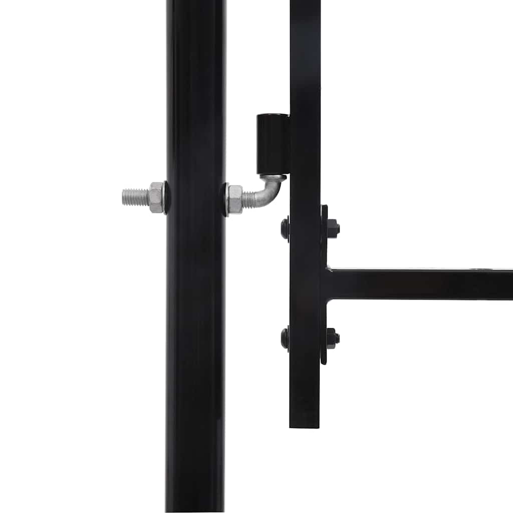 Garden Fence Gate with Arched Top Steel 1.75x5 m Black