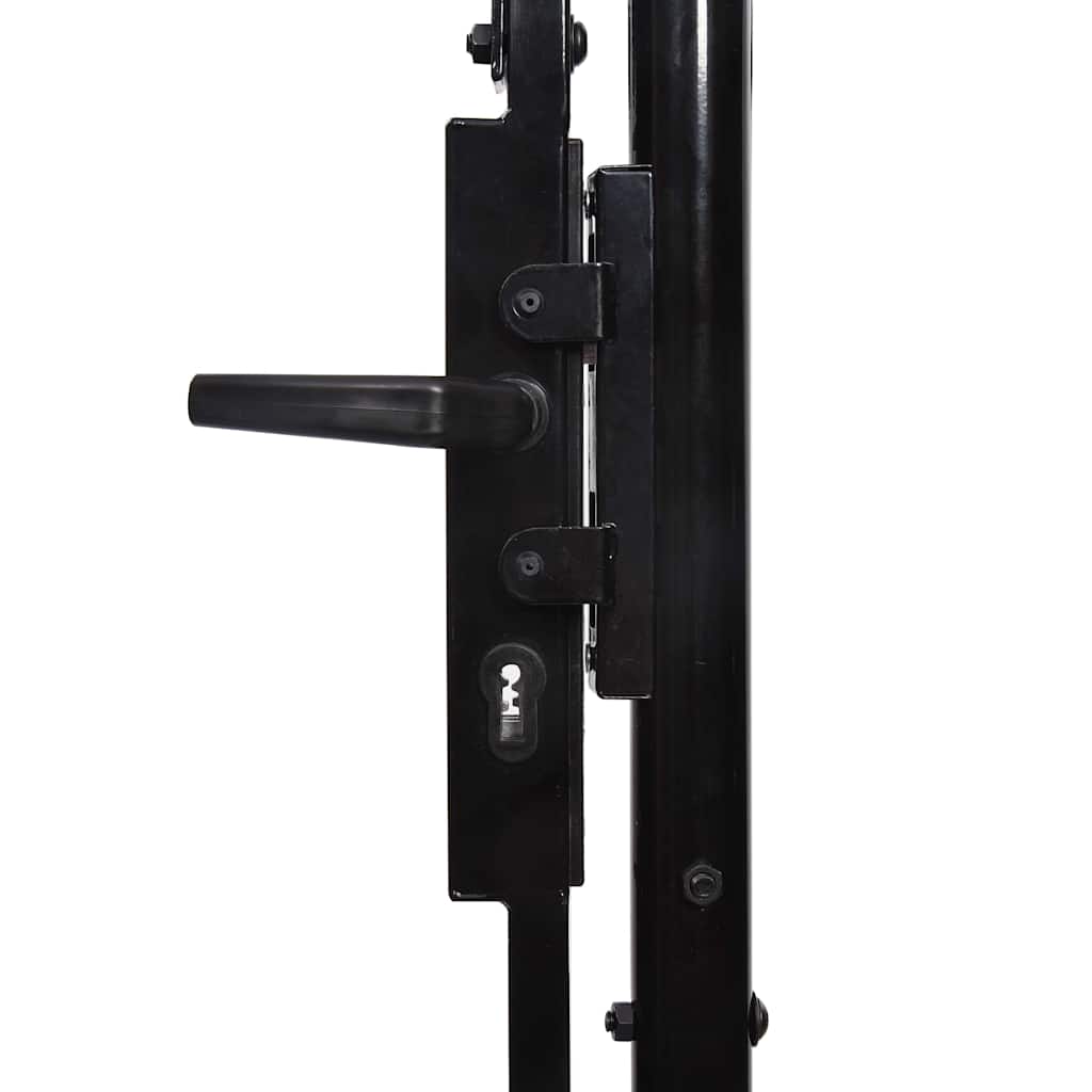 Garden Fence Gate with Arched Top Steel 1.75x5 m Black