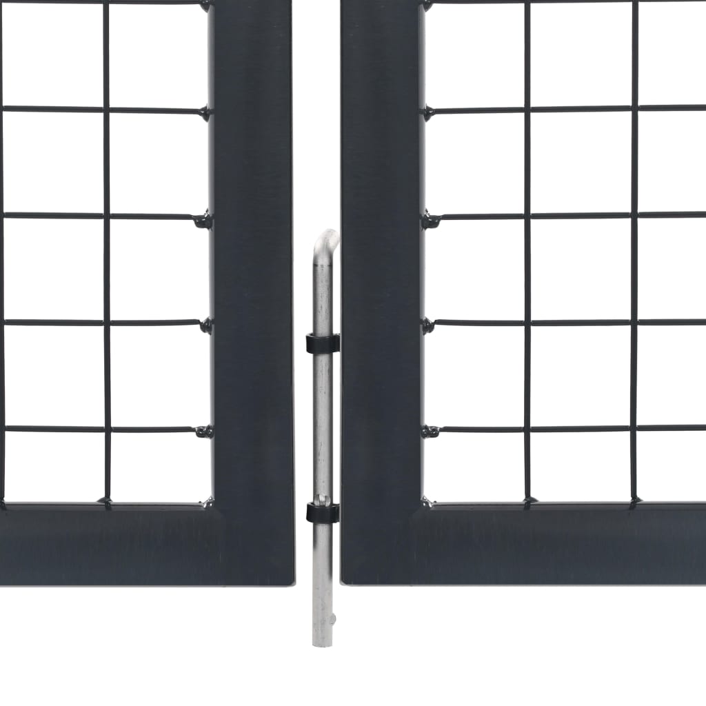Garden Gate with Posts Steel 350x140 cm Anthracite