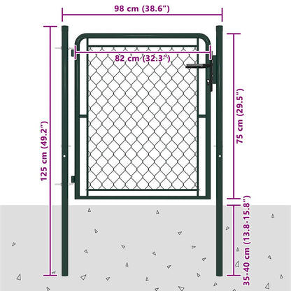 144402 vidaXL Garden Gate Steel 100x75 cm Green