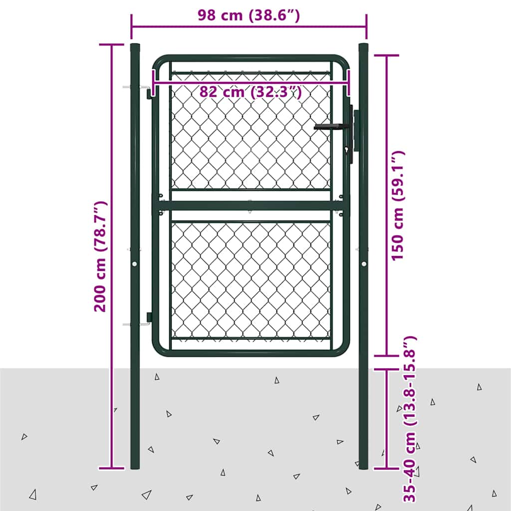 144405 vidaXL Garden Gate Steel 100x150 cm Green
