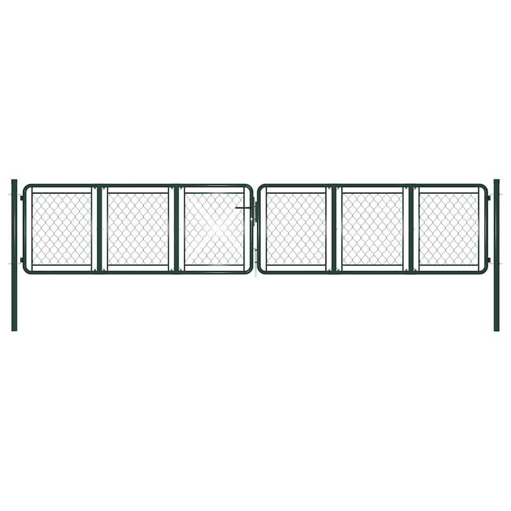 144414 vidaXL Garden Gate Steel 400x75 cm Green