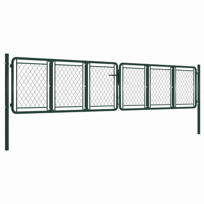 144414 vidaXL Garden Gate Steel 400x75 cm Green