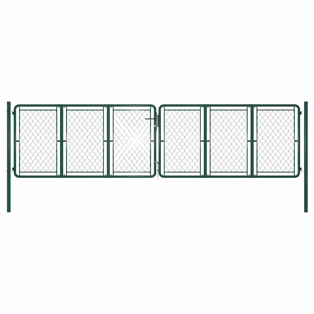 144416 vidaXL Garden Gate Steel 400x125 cm Green