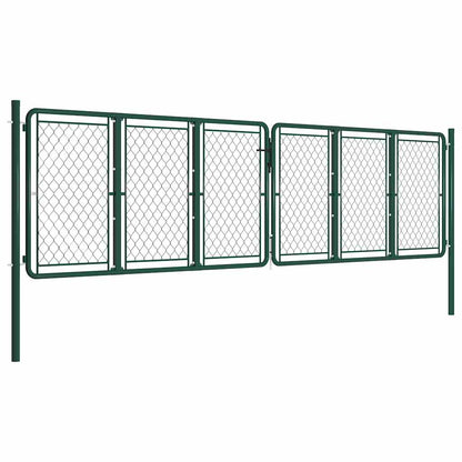 144416 vidaXL Garden Gate Steel 400x125 cm Green