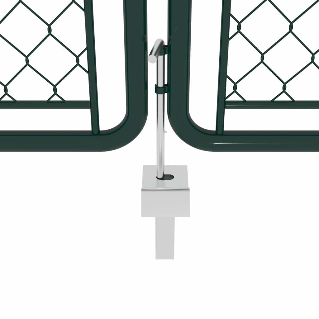 144416 vidaXL Garden Gate Steel 400x125 cm Green
