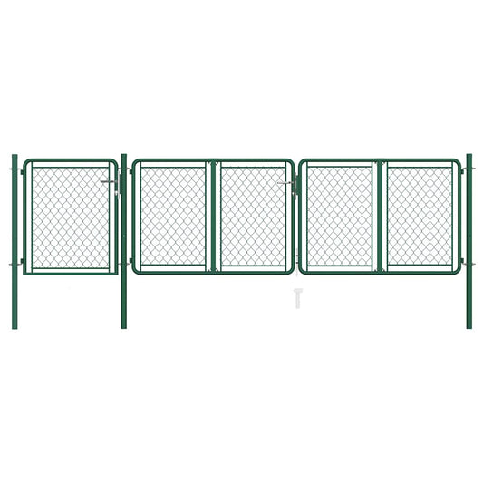 144444 vidaXL Garden Gate Steel 400x75 cm Green