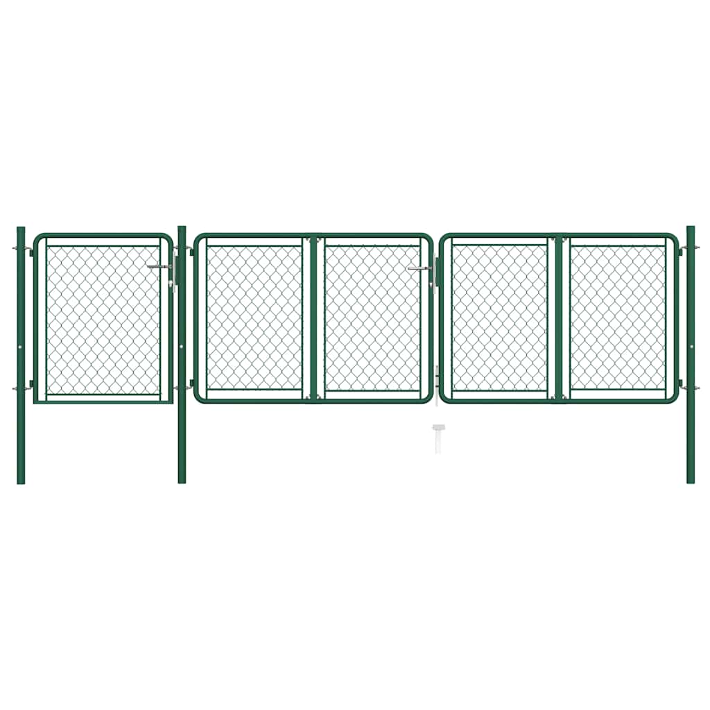 144445 vidaXL Garden Gate Steel 400x100 cm Green
