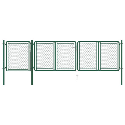 144445 vidaXL Garden Gate Steel 400x100 cm Green