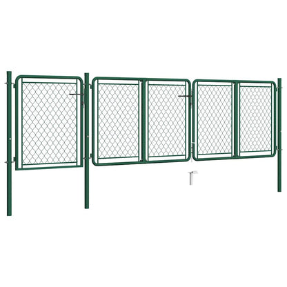 144445 vidaXL Garden Gate Steel 400x100 cm Green