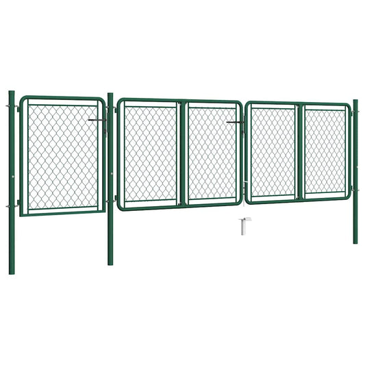 144445 vidaXL Garden Gate Steel 400x100 cm Green