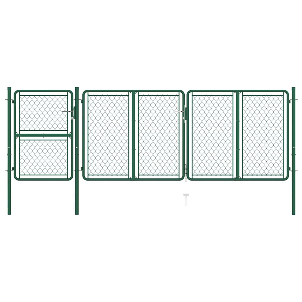 144446 vidaXL Garden Gate Steel 400x125 cm Green