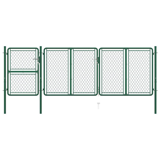 144446 vidaXL Garden Gate Steel 400x125 cm Green