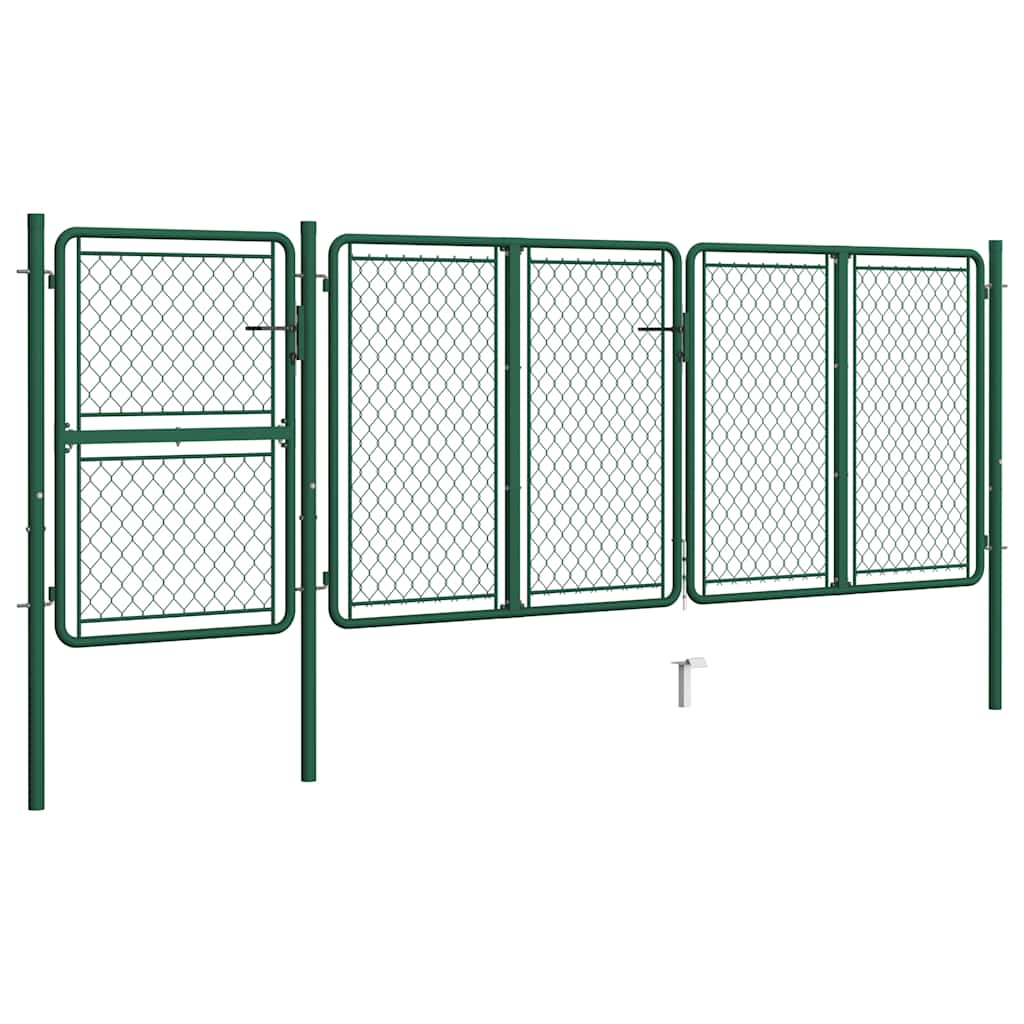 144446 vidaXL Garden Gate Steel 400x125 cm Green