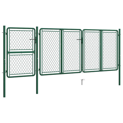 144446 vidaXL Garden Gate Steel 400x125 cm Green