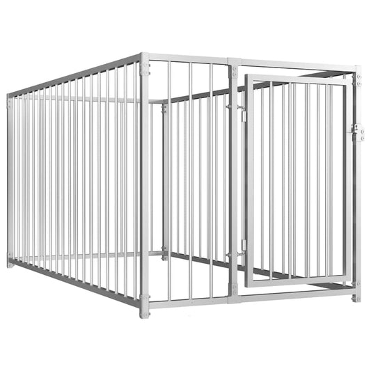 Dog Kennel | Silver | Steel | Medium | Durable | Dog Kennel | Rectangular