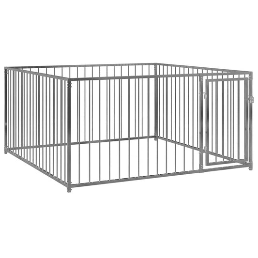 Dog Kennel | Silver | Steel | 200x200x100 cm | Durable | Dog Kennel