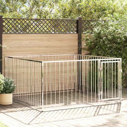 Dog Kennel | Silver | Steel | 200x200x100 cm | Durable | Dog Kennel