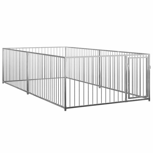 Dog Kennel | Silver | Steel | 200 cm x 400 cm x 100 cm | Dog Kennel