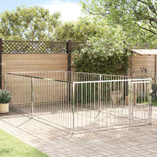 Dog Kennel | Silver | Steel | 200 cm x 400 cm x 100 cm | Dog Kennel