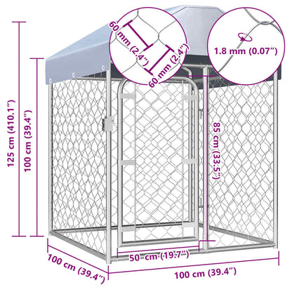 144491 vidaXL Outdoor Dog Kennel with Roof 100x100x125 cm