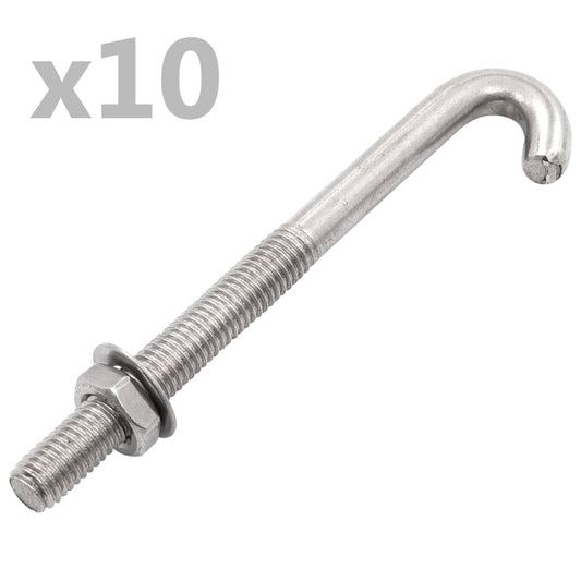 Anchored J-Bolt w/Nut and Washer M8x100 mm 25 Sets