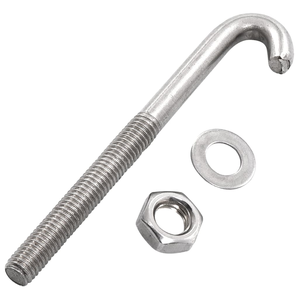 Anchored J-Bolt w/Nut and Washer M8x100 mm 25 Sets