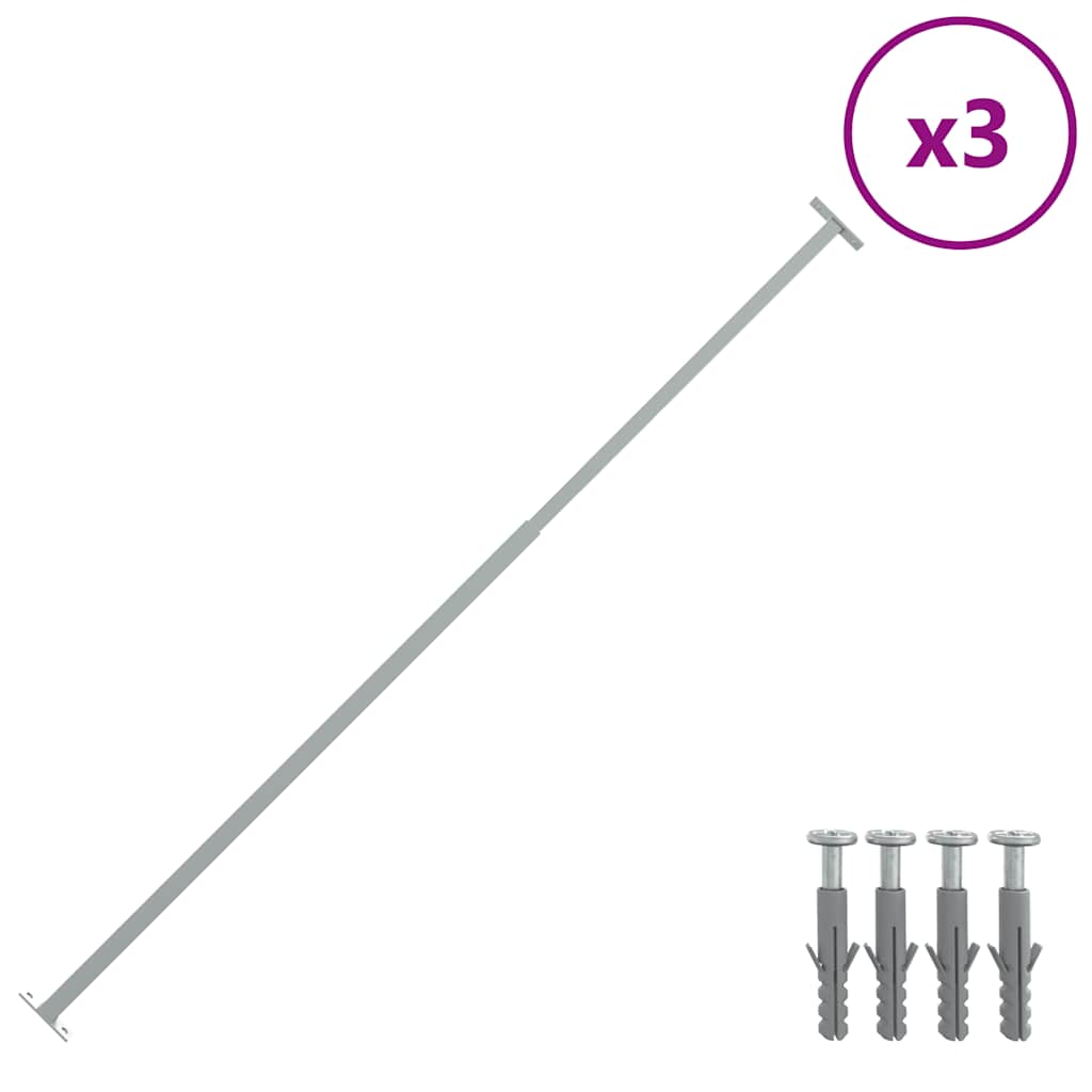 144516 vidaXL Adjustable Security Window Bars 3 pcs 710-1200 mm